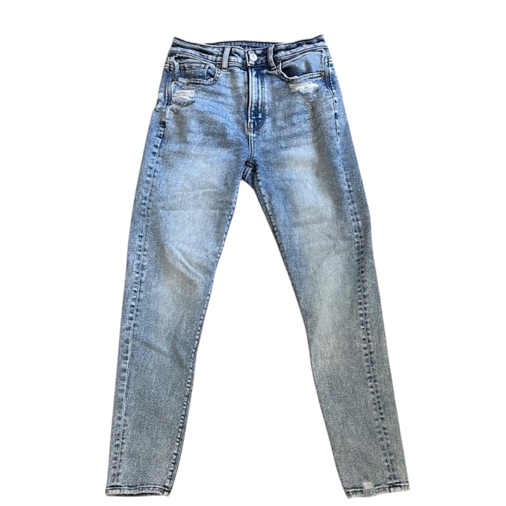 American Eagle Blue Washed Distresed Mom Jeans